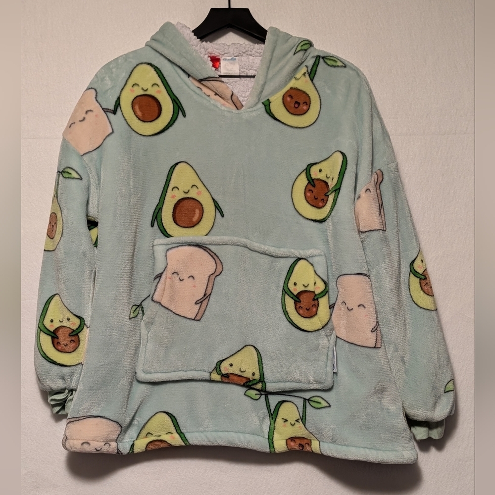 The Oodie Avocado Toast Fleece Hoodie Plush Pullover Kangaroo Pocket Womens SOFT